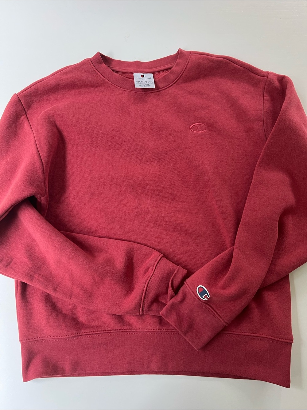 Champion women’s Crewneck Sweatshirt in Deep Red